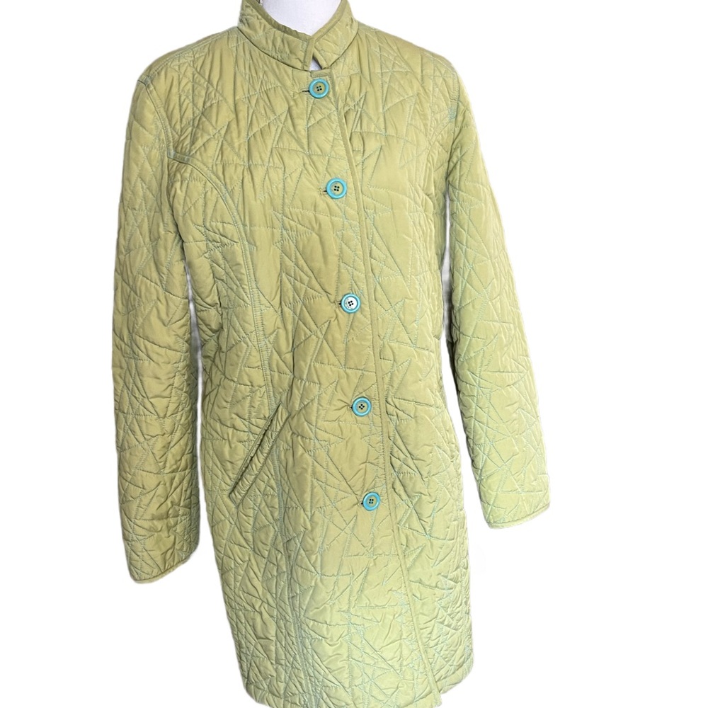 Platinum Light Green Quilted Long Puffer Coat